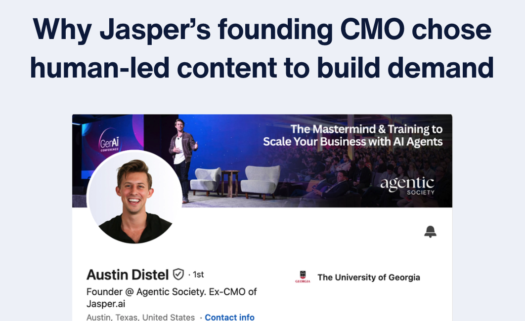Austin Distel case study: LinkedIn profile for Agentic Society